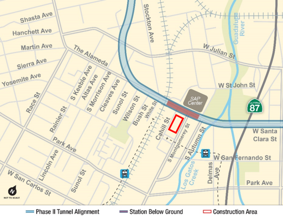 photo showing where utility work will take place along Diridon