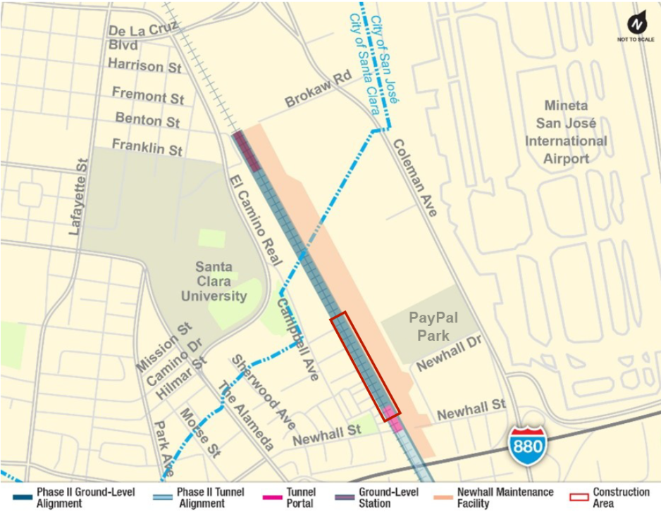 photo showing where Potential Night Work at VTA's Newhall Yard & Maintenance Facility