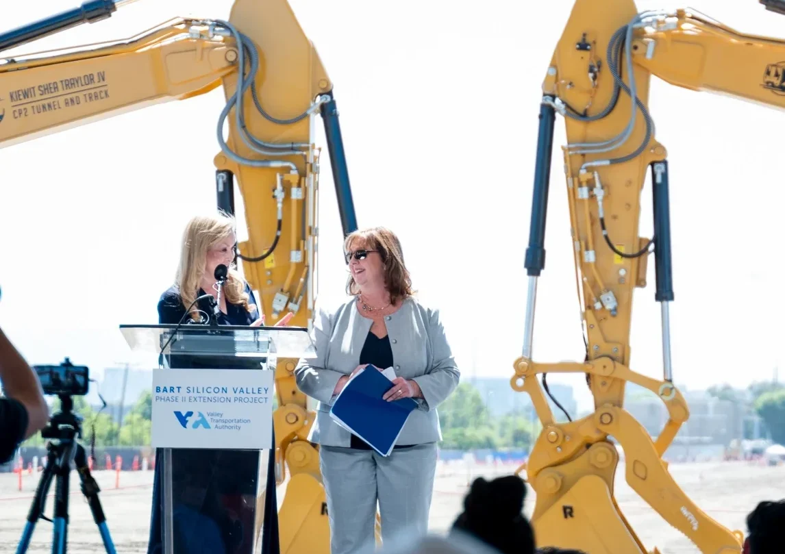 photo of VTA Board Chair and General Manager speaking at West Portal Groundbreaking Ceremony