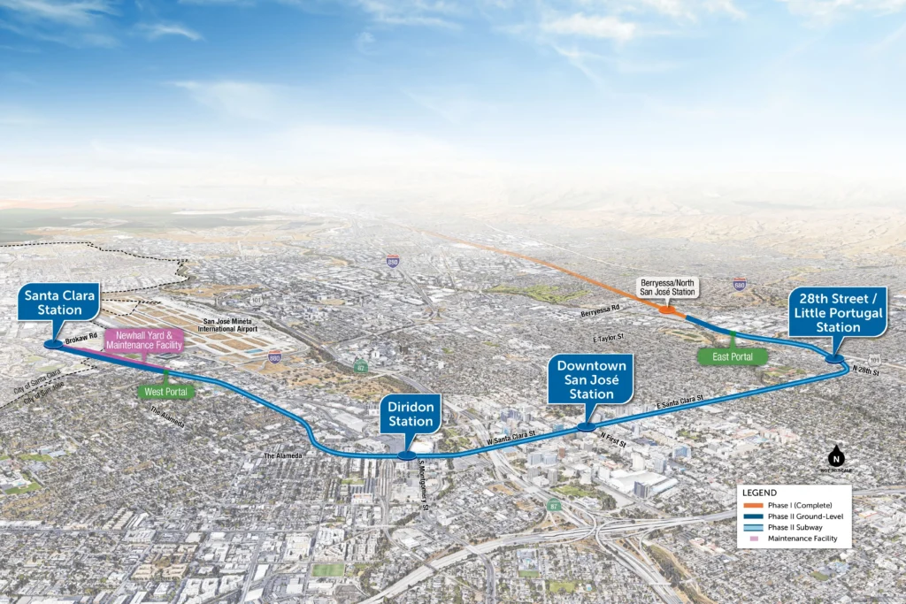 An aerial image of VTA's BSVII Alignment Map