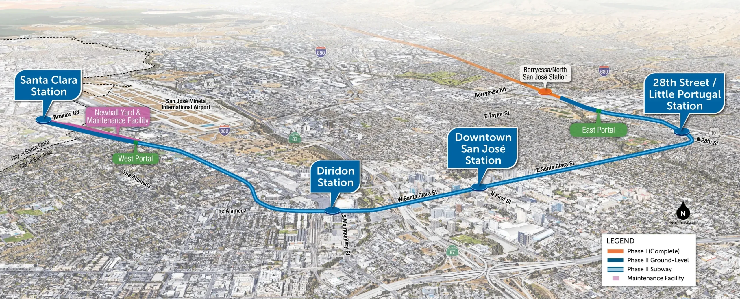 An aerial image of VTA's BSVII Alignment Map