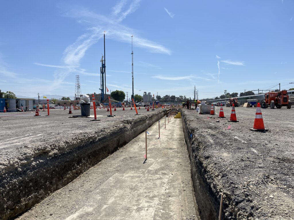 Guide Wall Excavation for the start of underground support wall construction.
